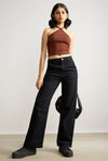 Stylish Black Wide-Leg Jeans - High-Waisted Comfort for Women