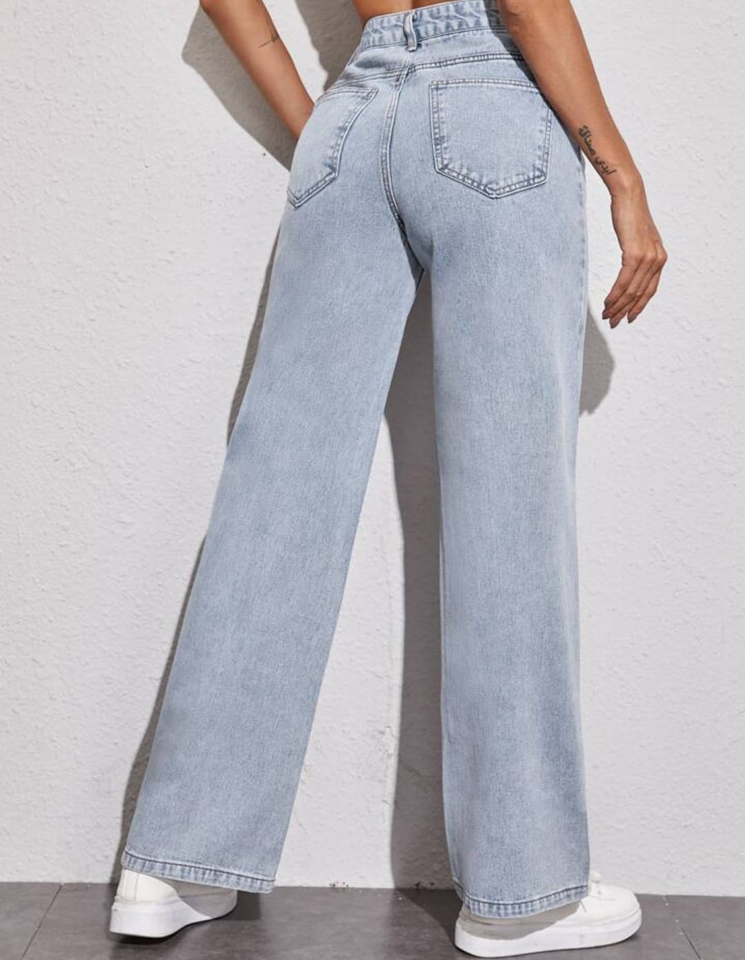 Light Blue High-Waist Wide Leg Jeans