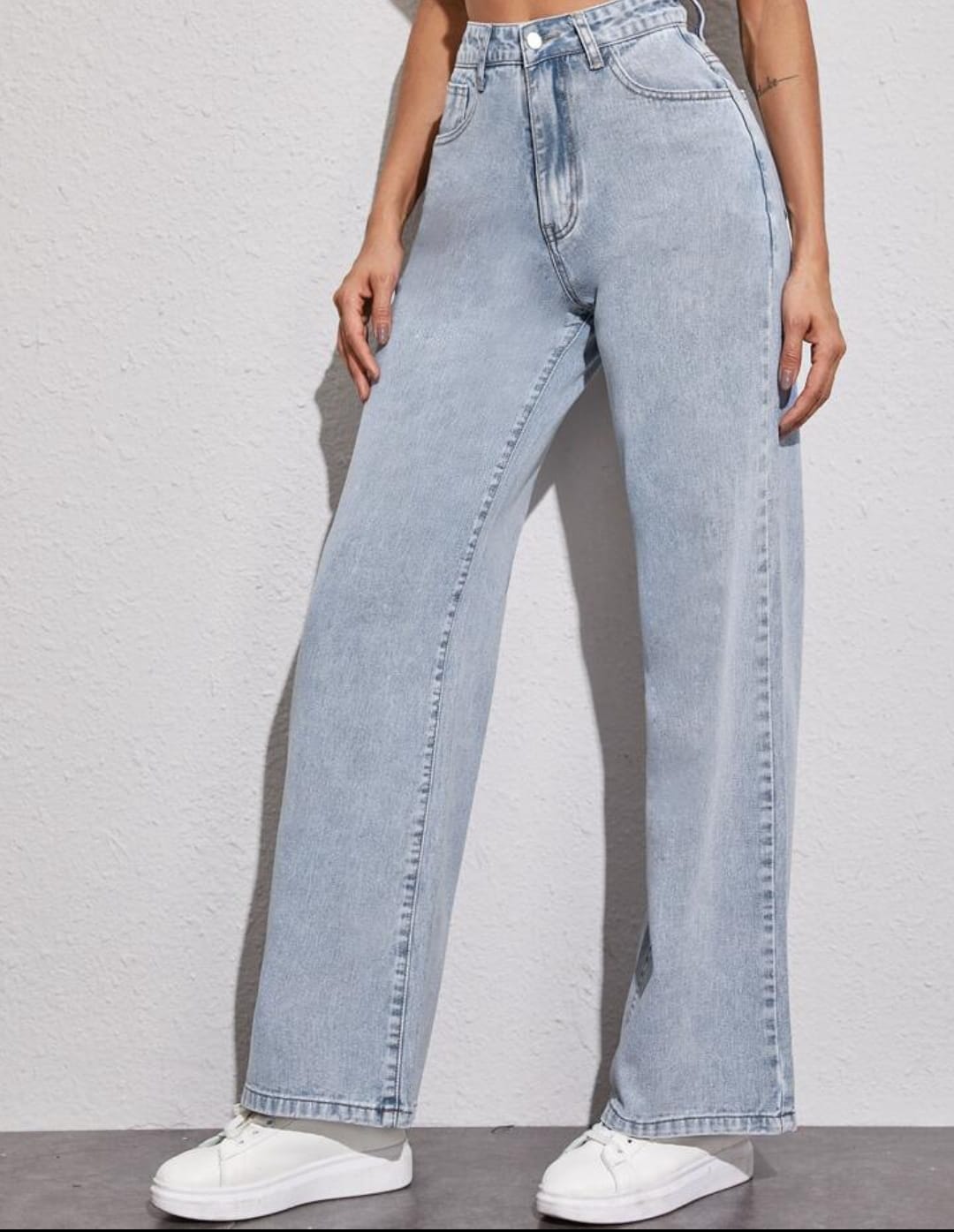 Light Blue High-Waist Wide Leg Jeans