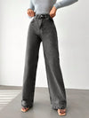 Charcoal Grey High-Waist Wide-Leg Jeans