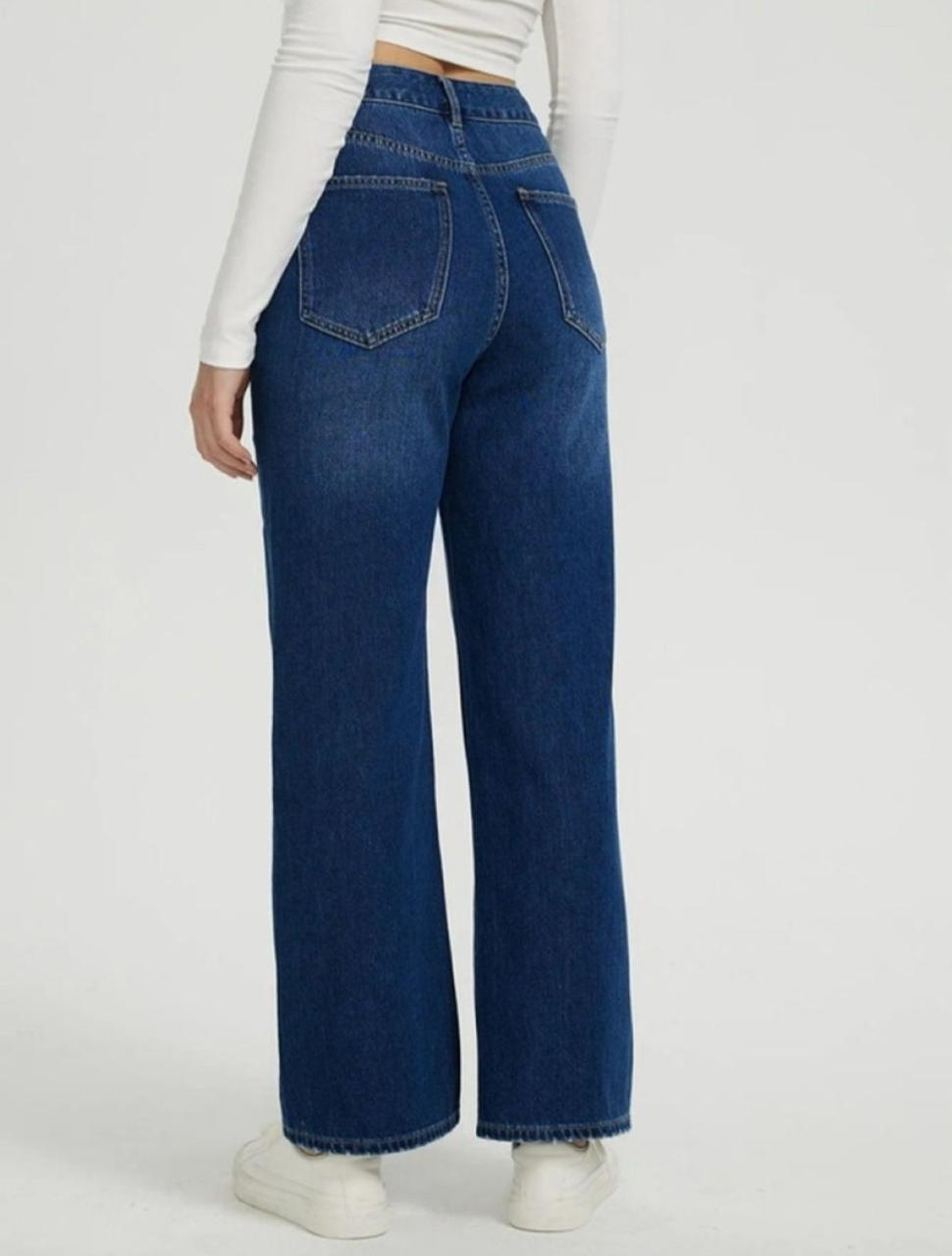 Classic Blue High-Waist Wide-Leg Jeans