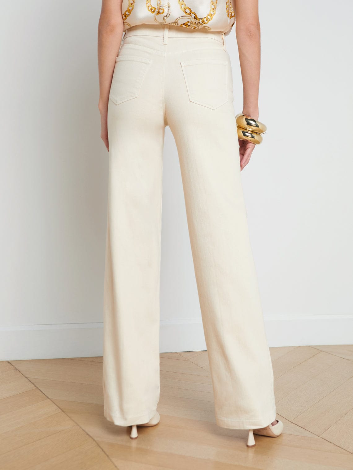 Cream High-Waist Straight Jeans