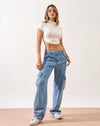 Light Blue High-Waist Cargo Jeans