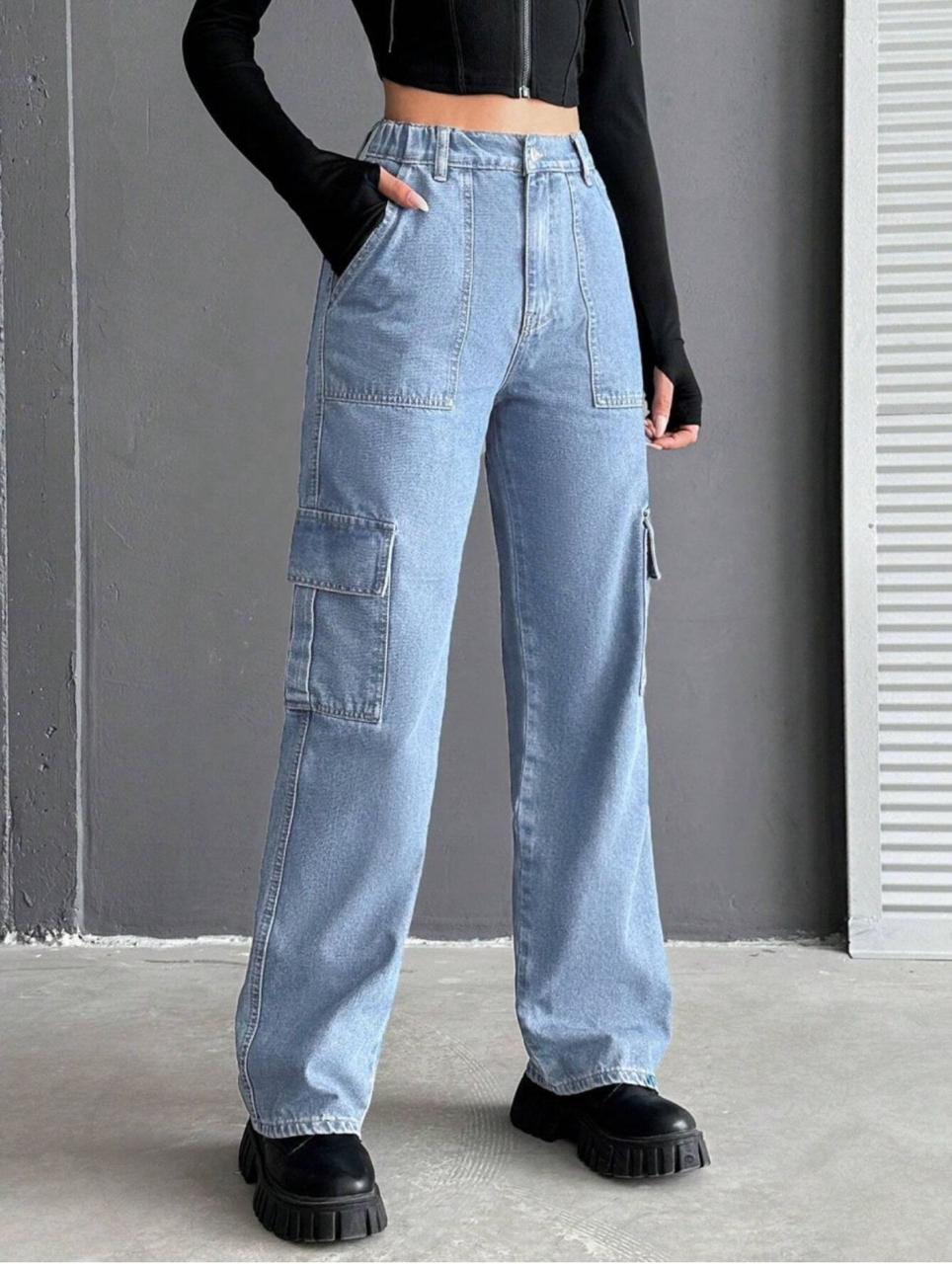 Light Blue Cargo Denim Jeans