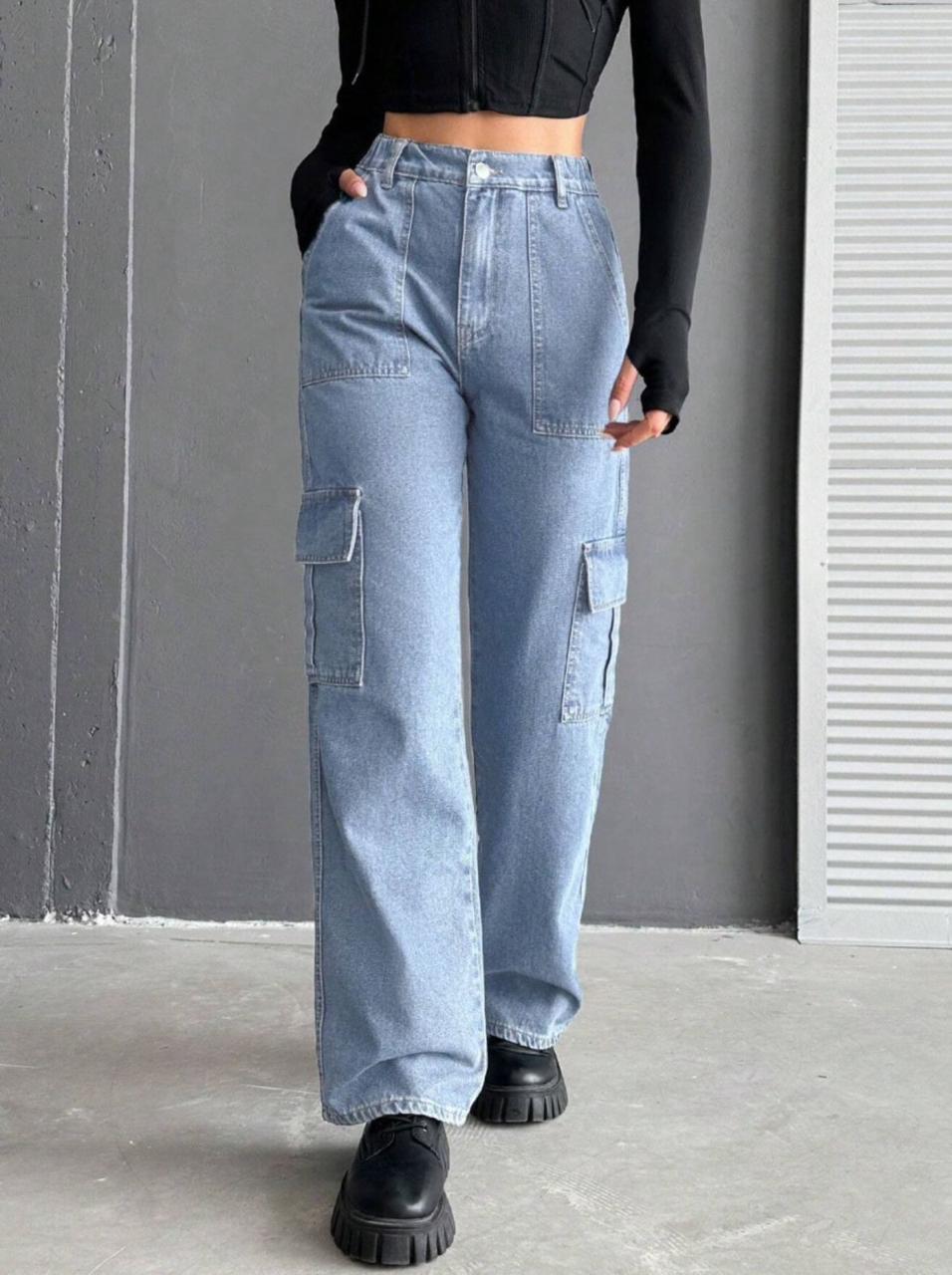 Light Blue Cargo Denim Jeans