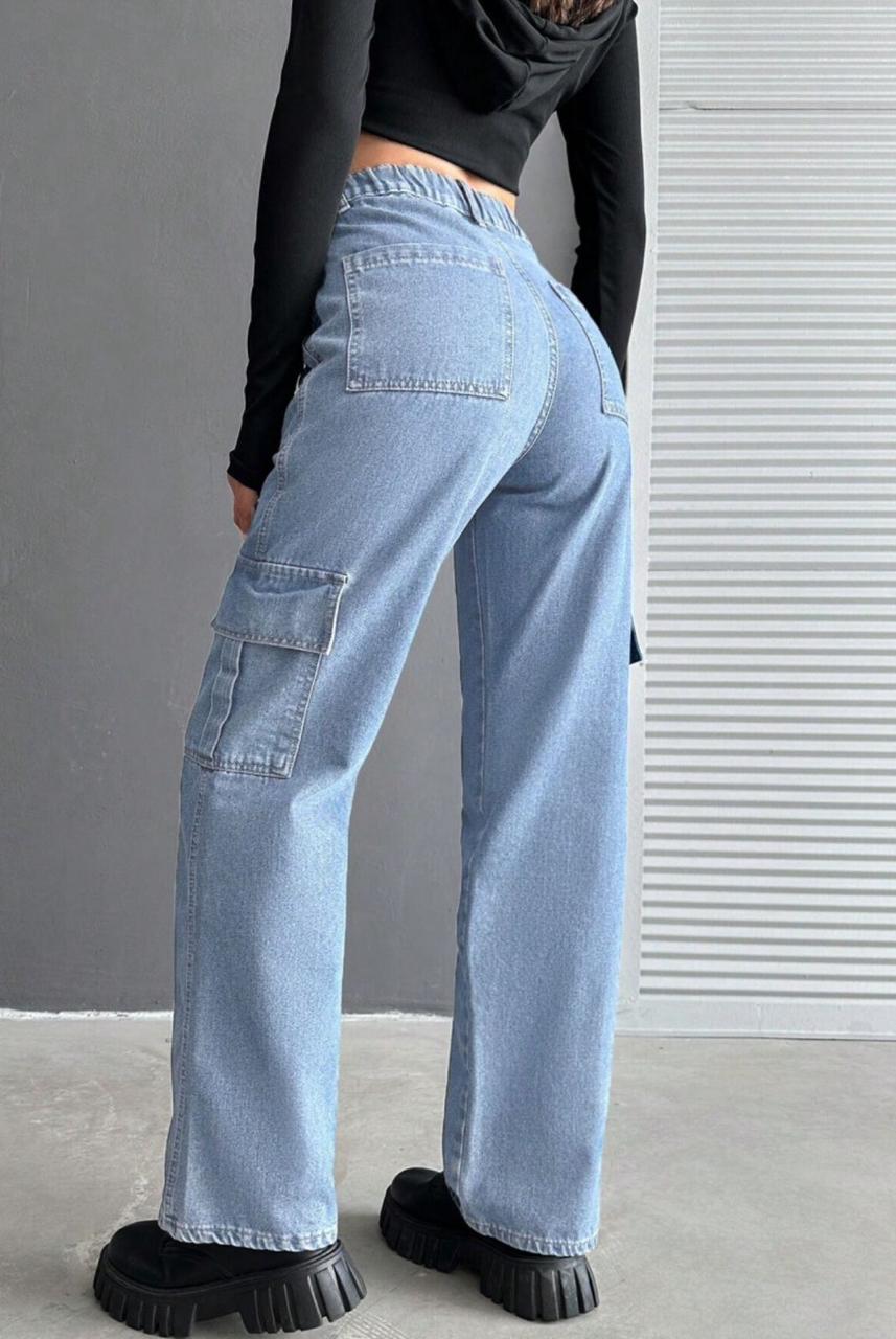 Light Blue Cargo Denim Jeans