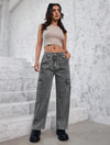 Women's Charcoal Washed Cargo Denim Jeans