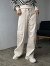 Women's Cream Cargo Jeans – Elevated Comfort & Style