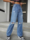 Women's Ripped Wide-Leg Denim – Bold & Trendy