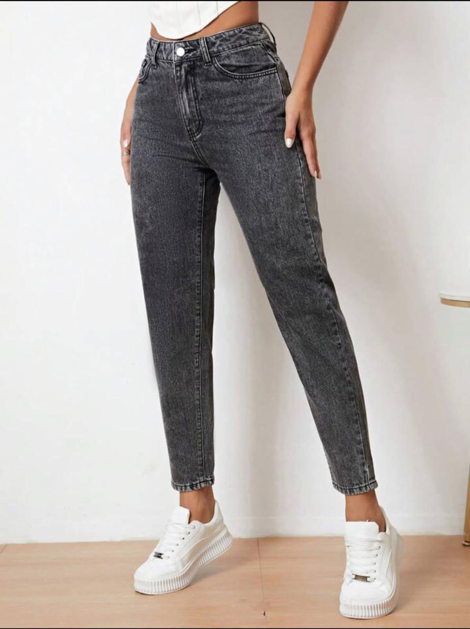 Charcoal Black Ankle-Length Jeans – Trendy