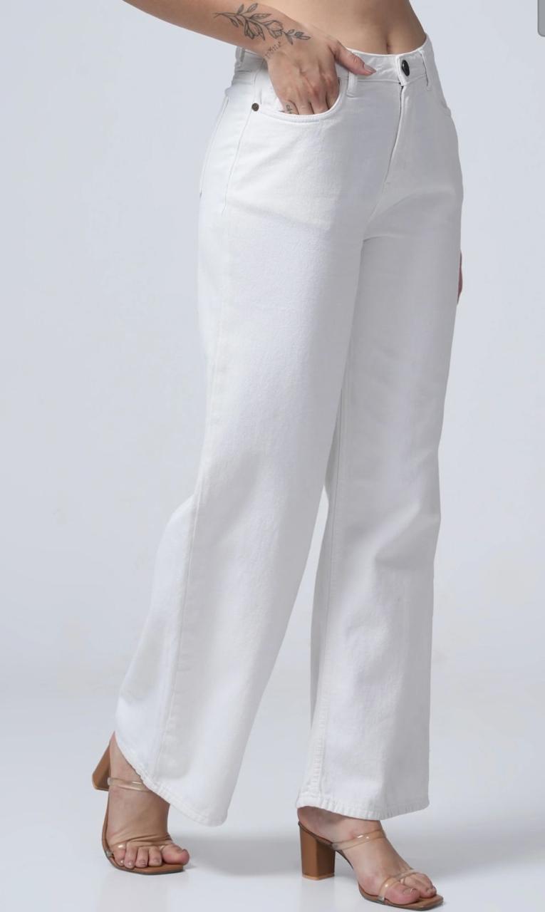 White Wide-Leg Jeans